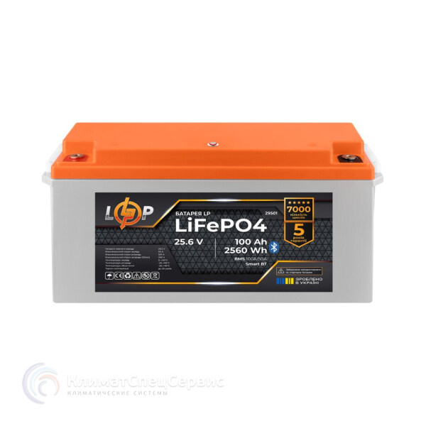 LogicPower LiFePO4 25,6V - 100 Ah (2560Wh) (BMS 100A/50А) пластик Smart BT (29501)